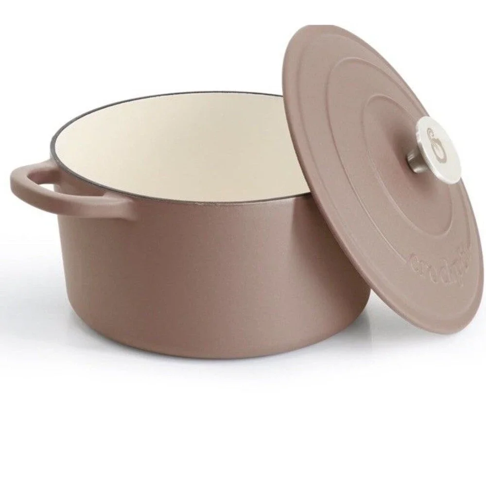 Pink Dutch Oven Crockpot 5 Qt Enameled Cast Iron Dutch Oven in Matte Dusty Pink